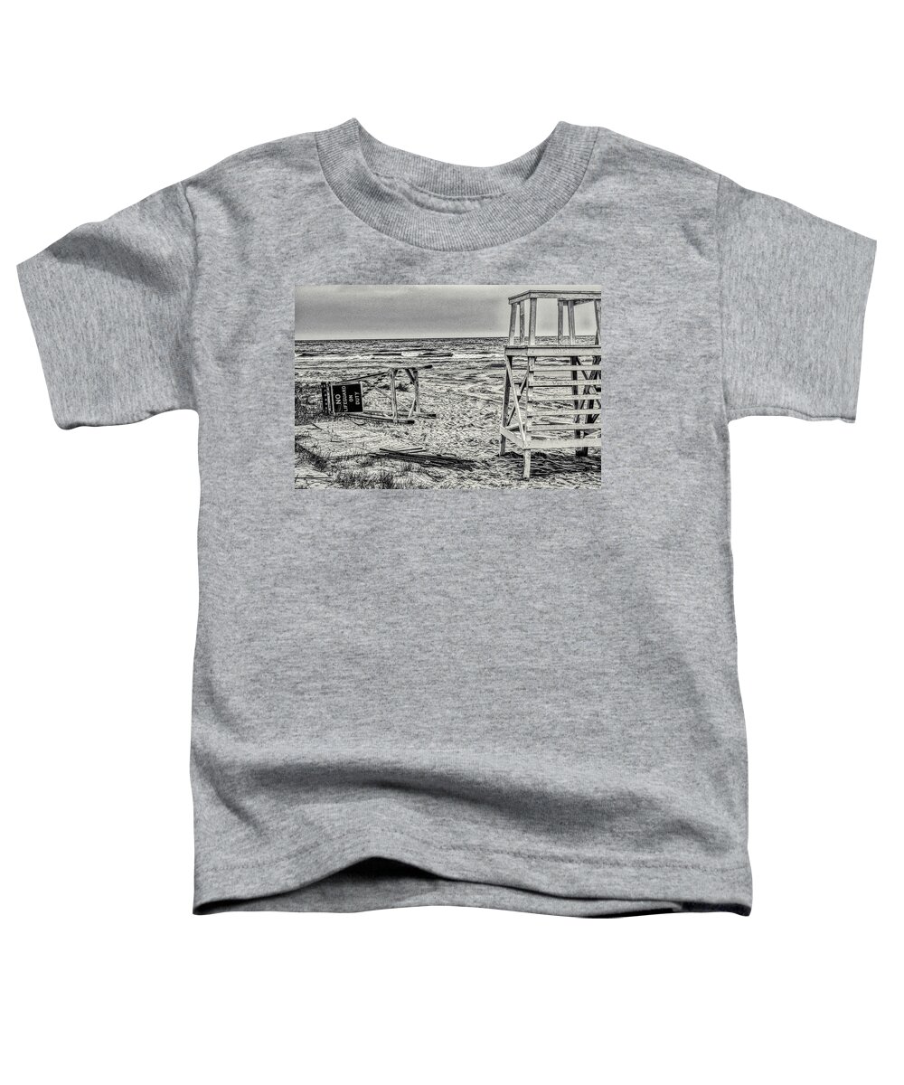 Painterly Toddler T-Shirt featuring the photograph Beach is Closed by Jim Signorelli