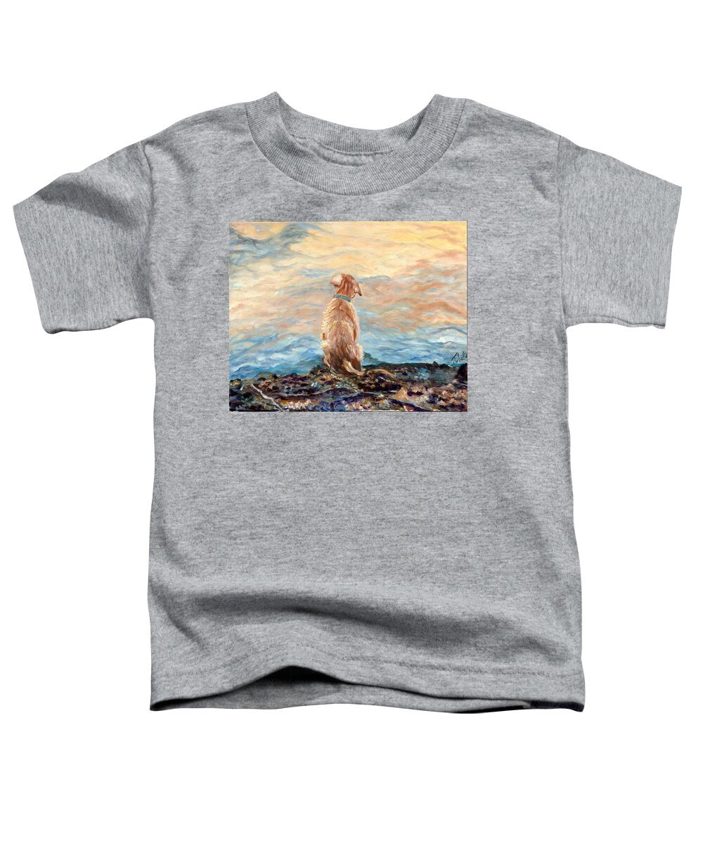 Puppy Toddler T-Shirt featuring the painting Bentley's Choice by Juliette Becker