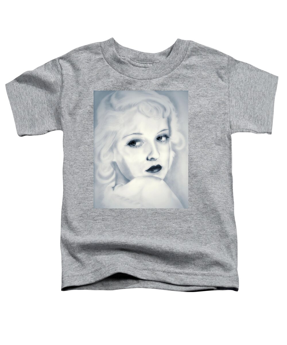 Bette Davis Toddler T-Shirt featuring the drawing Bette - The Blues Edition by Fred Larucci