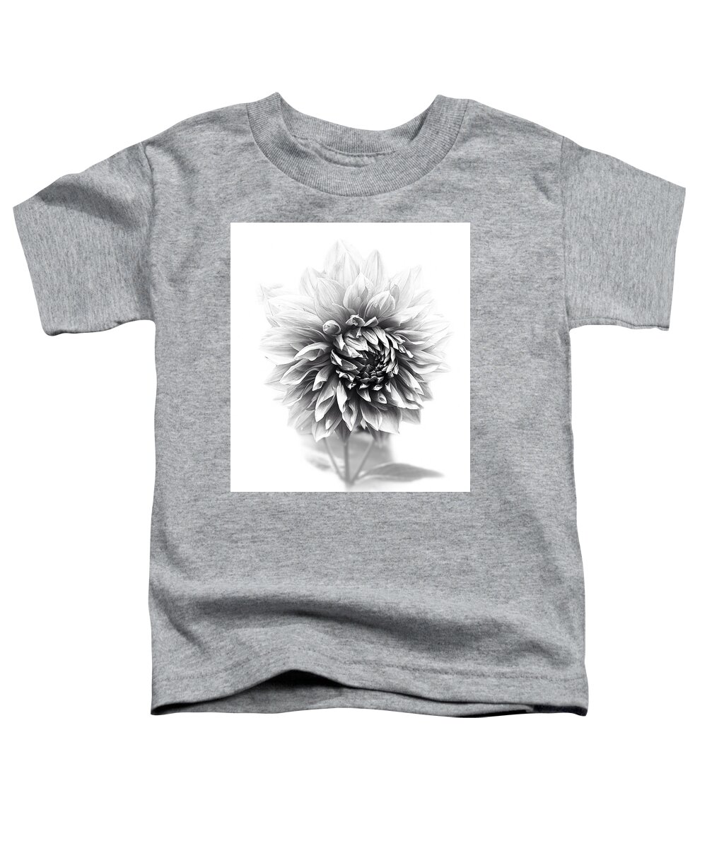 Dahlia Toddler T-Shirt featuring the photograph Black and White Dahlia by Jerry Abbott