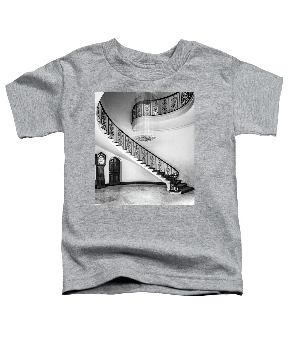 Cheekwood Toddler T-Shirt featuring the photograph Black and White Spiral Staircase at The Cheekwood Estate and Gardens Nashville Tennessee by Dave Morgan