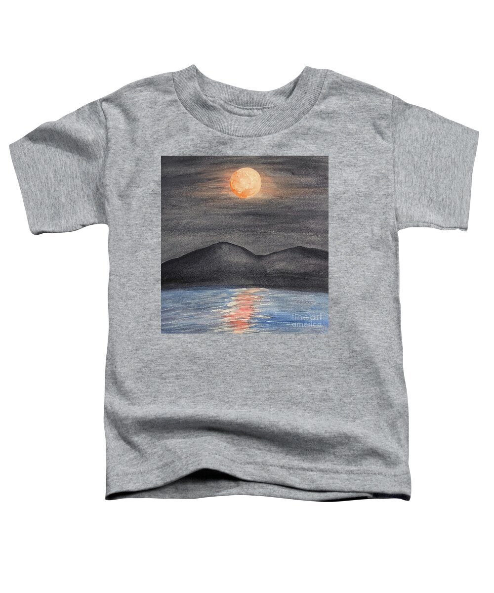 Blood Moon Toddler T-Shirt featuring the mixed media Blood Moon by Lisa Neuman