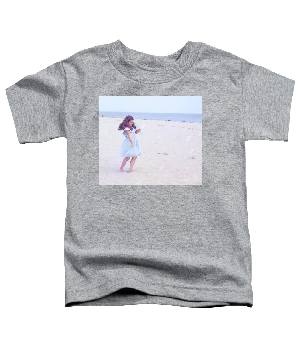 Girl Toddler T-Shirt featuring the photograph Blue Bubbles by Theresa Johnson