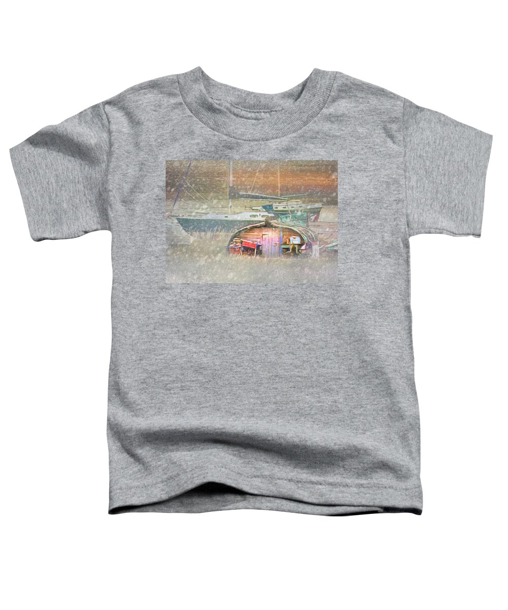 Abstract Toddler T-Shirt featuring the photograph Boat shed in the snow by Sue Leonard