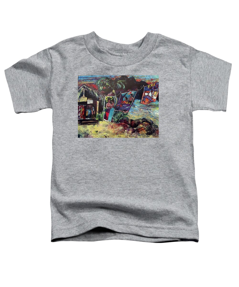 Tahiti Toddler T-Shirt featuring the painting Boutique Gauguin by Elaine Elliott