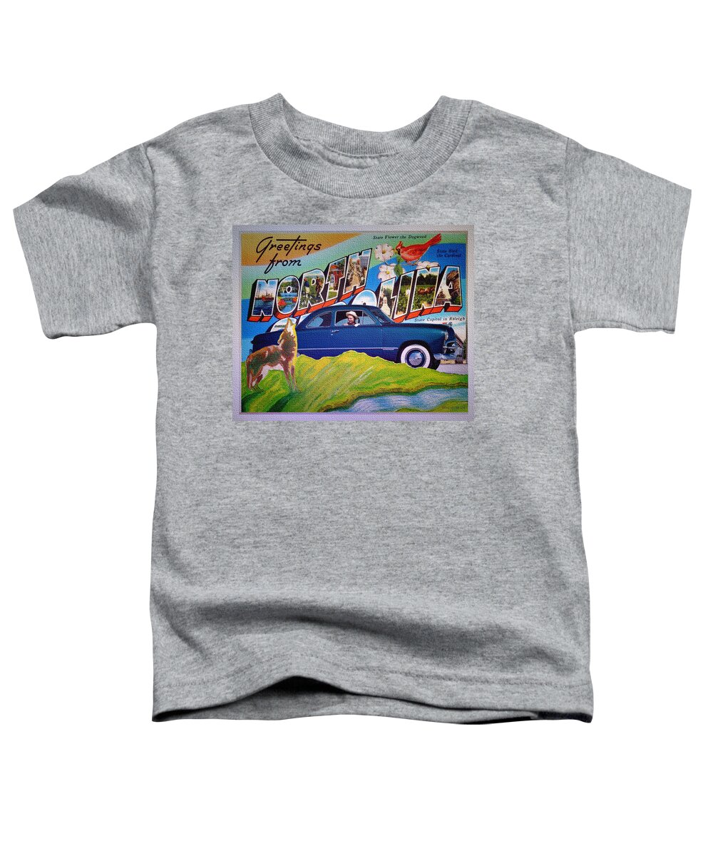 Dixie Road Trips Toddler T-Shirt featuring the digital art Dixie Road Trips / North Carolina by David Squibb
