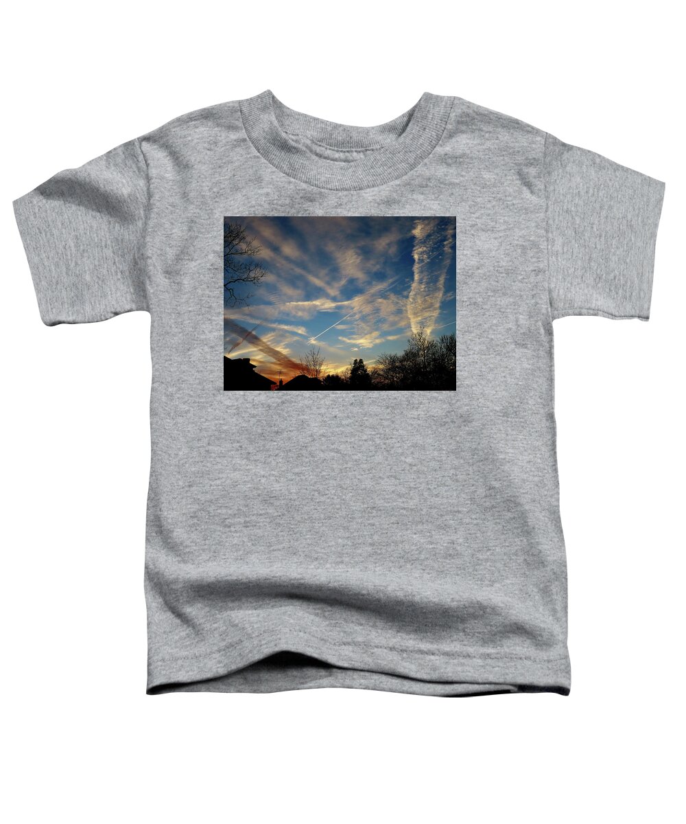 Sky Toddler T-Shirt featuring the photograph Busy Winter Sky at Dusk - Three by Linda Stern