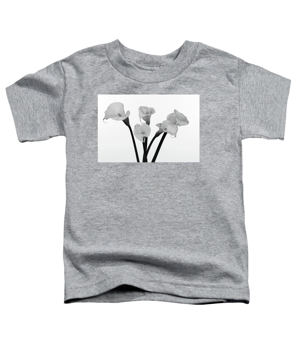 Calla Lillies Toddler T-Shirt featuring the photograph Calla Lillies x 5 Black and White by Steve Templeton