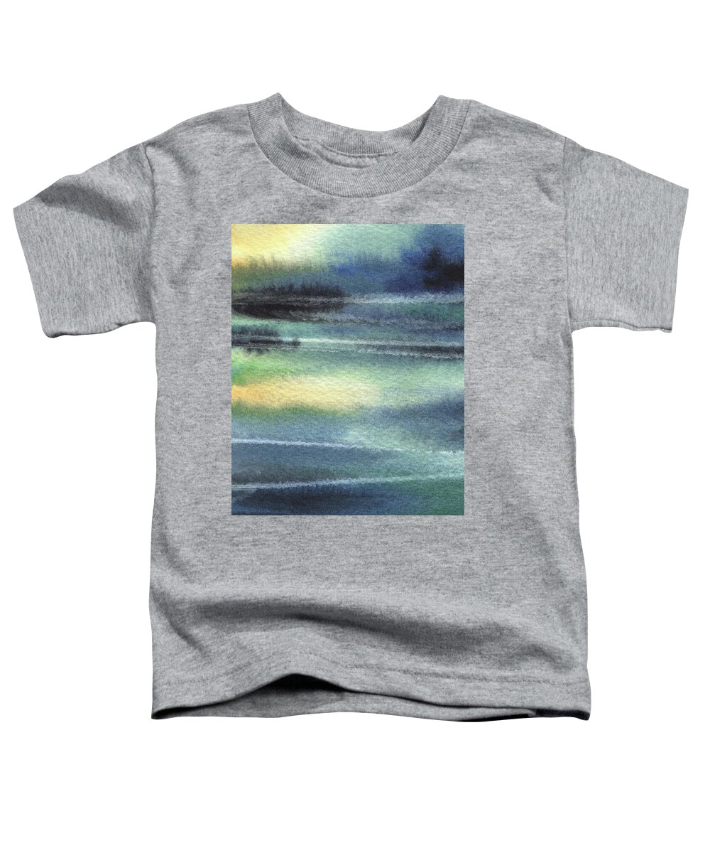 Calm Abstract Toddler T-Shirt featuring the painting Calm Meditative Landscape Water Reflections Beach Art Contemporary Cool Watercolor Palette II by Irina Sztukowski