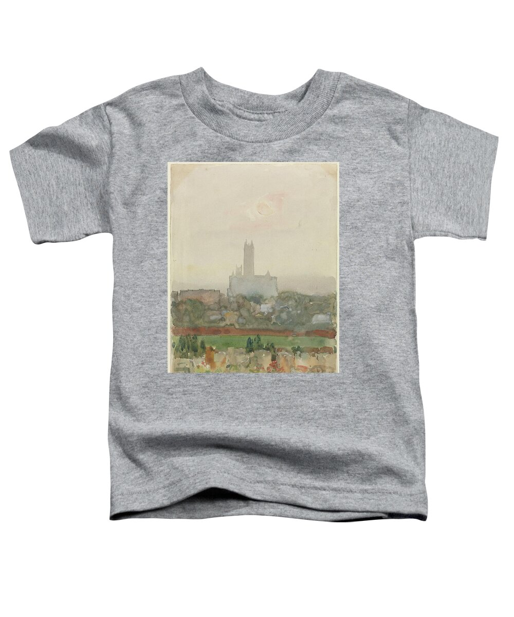 Canterbury Cathedral 1889 Childe Hassam Sketch Toddler T-Shirt featuring the painting Canterbury Cathedral 1889 Childe Hassam by MotionAge Designs