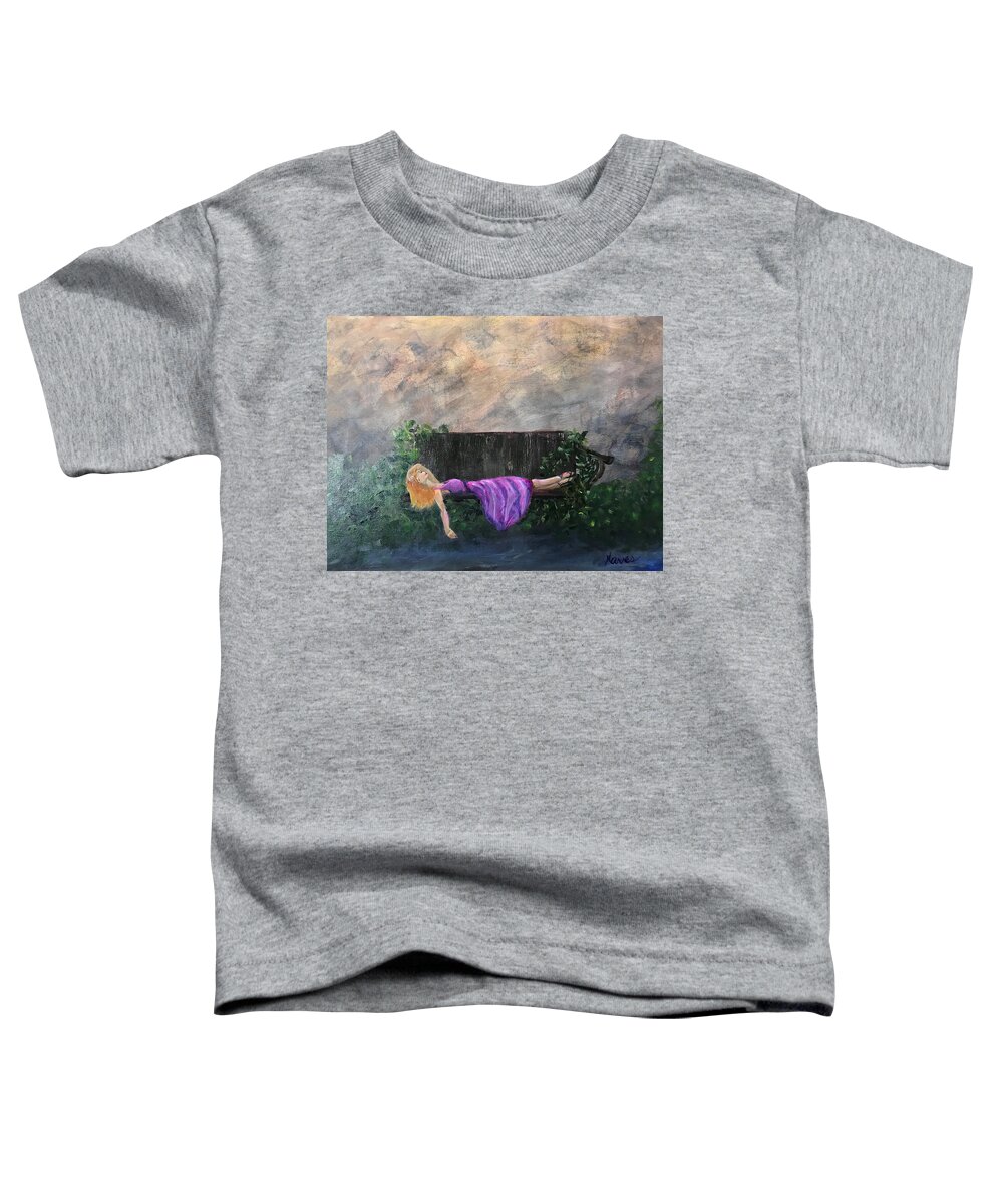 Bench Toddler T-Shirt featuring the painting Captivating Ladies 2 by Deborah Naves