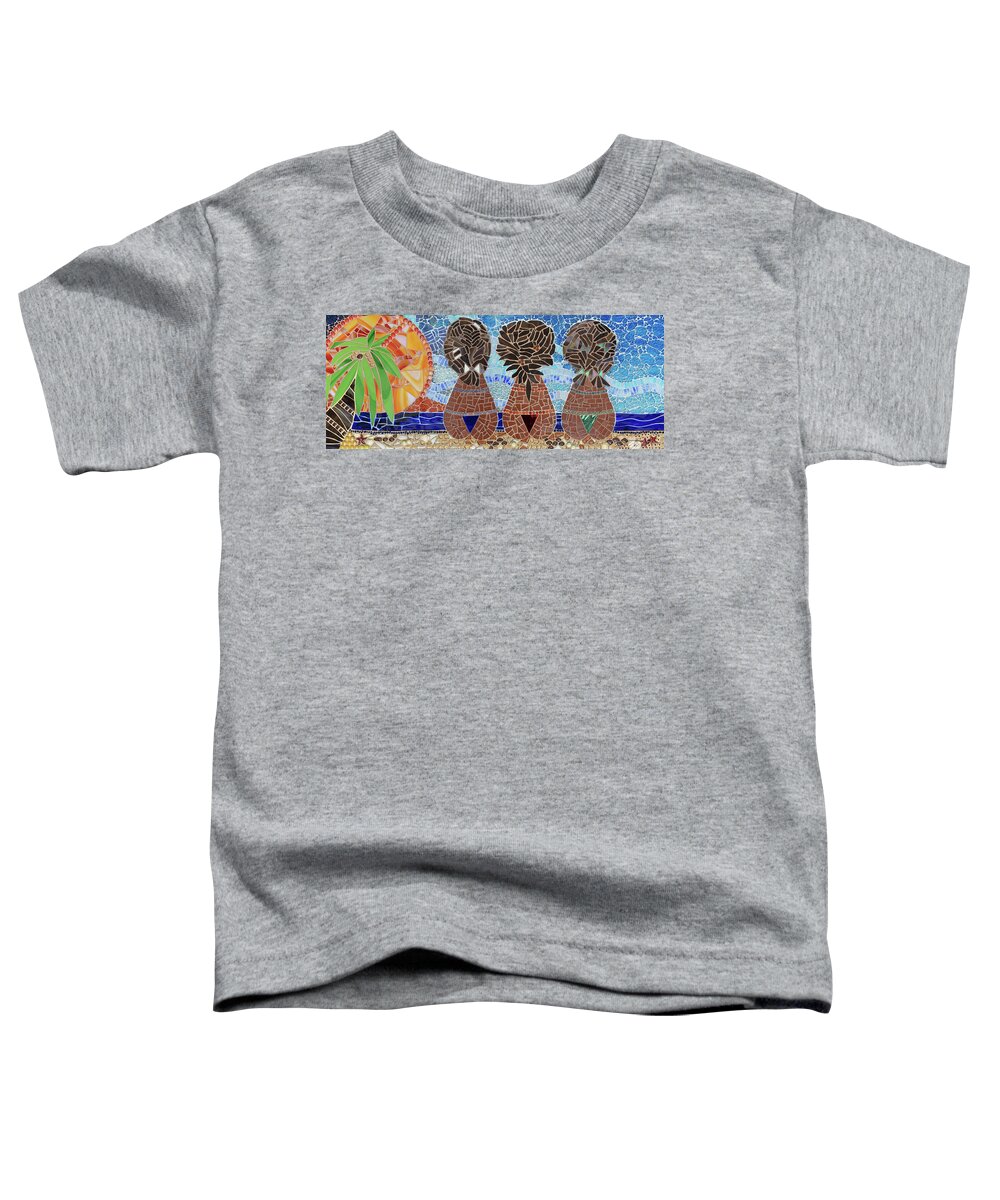 Caribbean Toddler T-Shirt featuring the mixed media Caribbean Sunset mosaic by Adriana Zoon