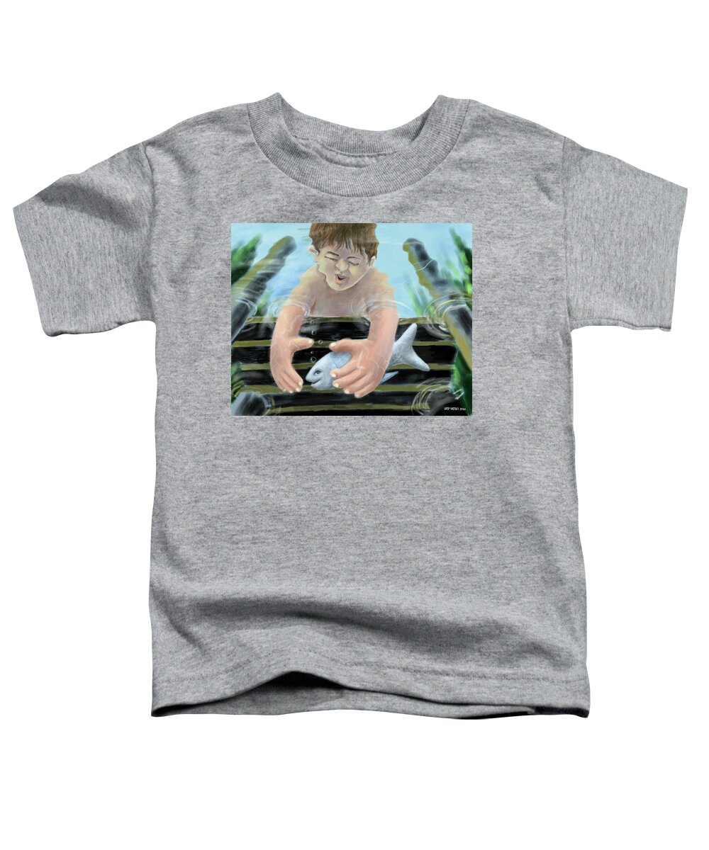 Boy Toddler T-Shirt featuring the digital art Catch And Release by Larry Whitler