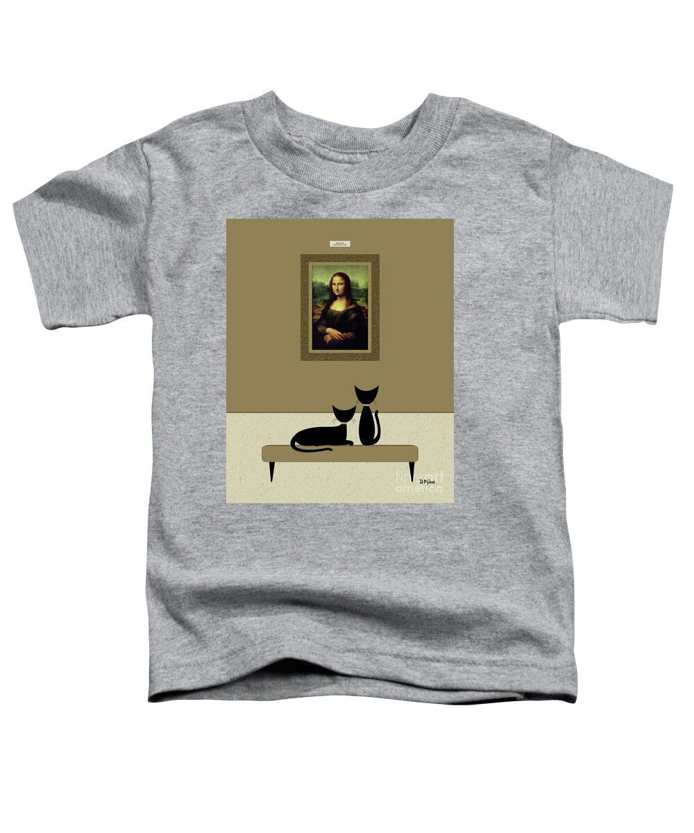 Cats Visit Art Museum Toddler T-Shirt featuring the digital art Cats Admire the Mona Lisa by Donna Mibus
