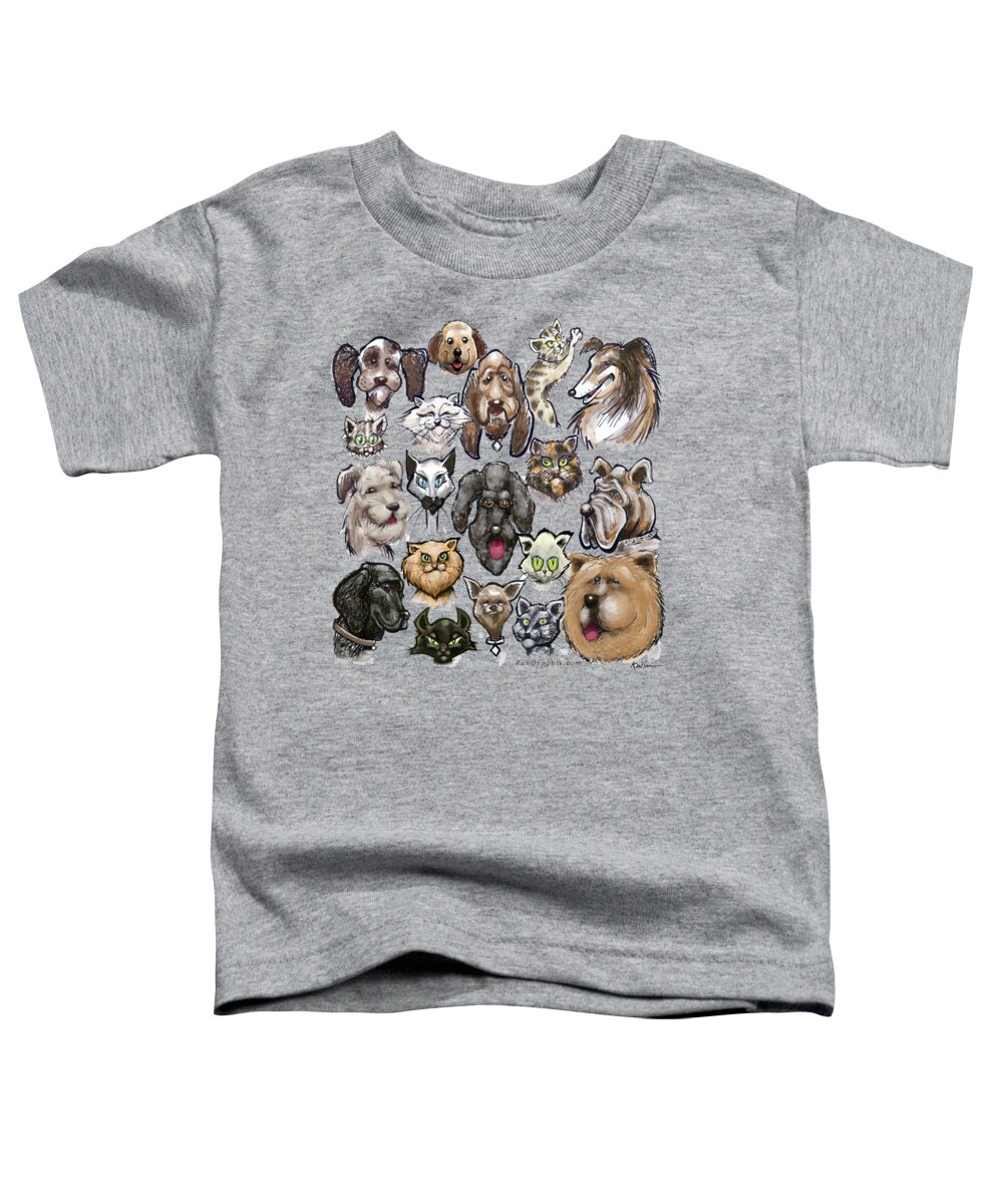 Cat Toddler T-Shirt featuring the digital art Cats n Dogs by Kevin Middleton