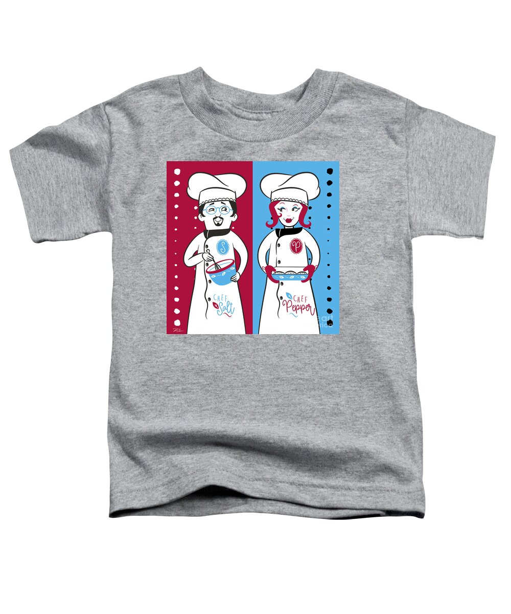 Chef Toddler T-Shirt featuring the mixed media Chefs Salt and Pepper by Shari Warren