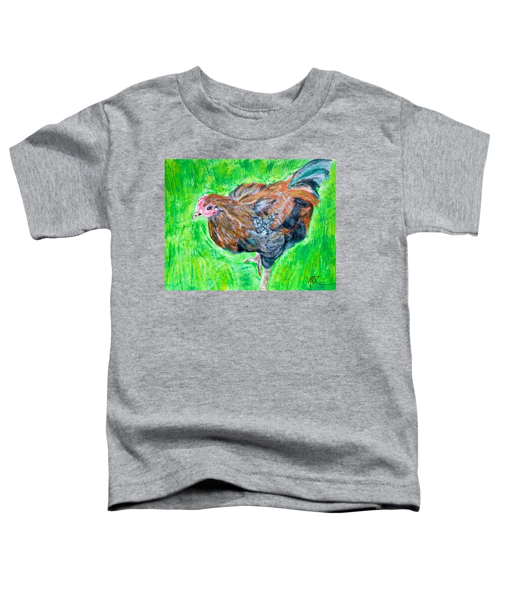 Hen Toddler T-Shirt featuring the painting Chicken by Melody Fowler