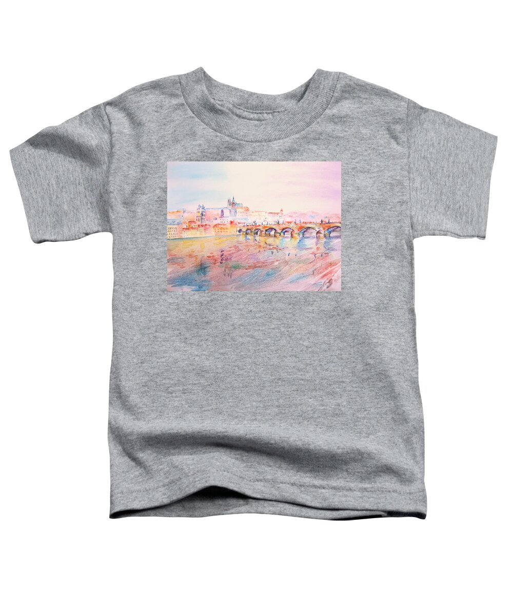 Prague Toddler T-Shirt featuring the painting City of Prague by Elizabeth Lock