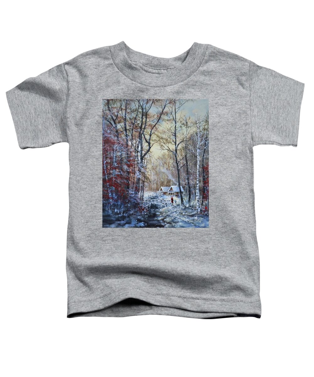 Currier And Ives Toddler T-Shirt featuring the painting Classic Snow Scene by Tom Shropshire