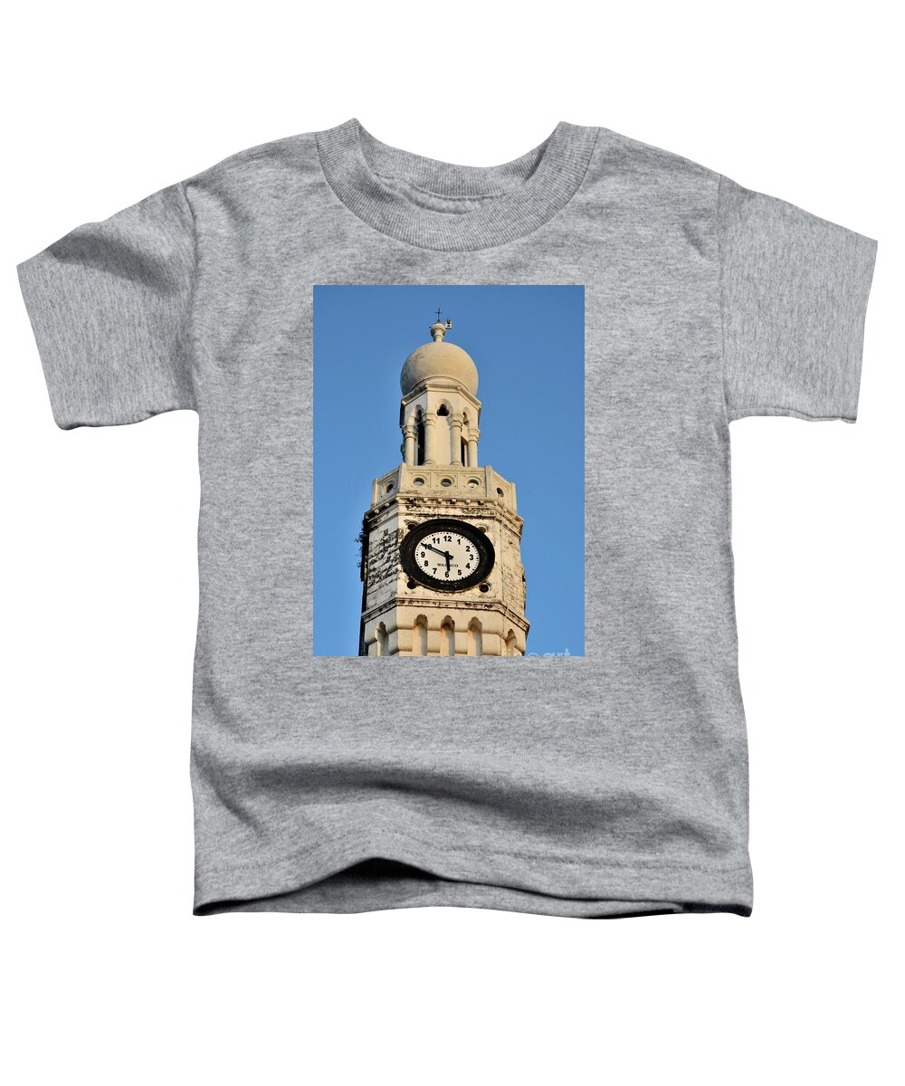 Architecture Toddler T-Shirt featuring the photograph Clock face of Clock Tower with dome Jaffna Sri Lanka by Imran Ahmed
