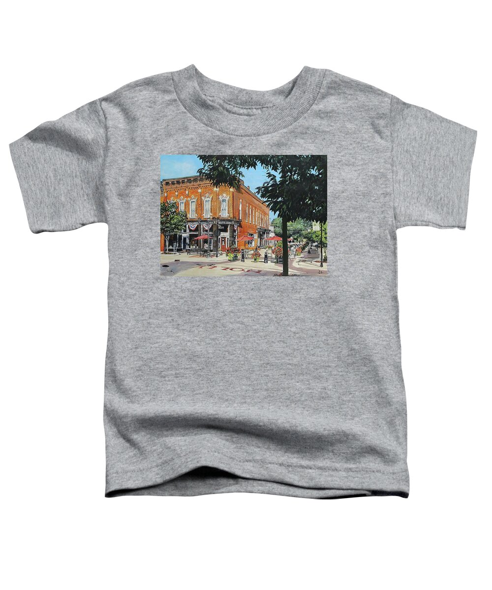 Holly Michigan Toddler T-Shirt featuring the painting Coffee On The Corner by William Brody
