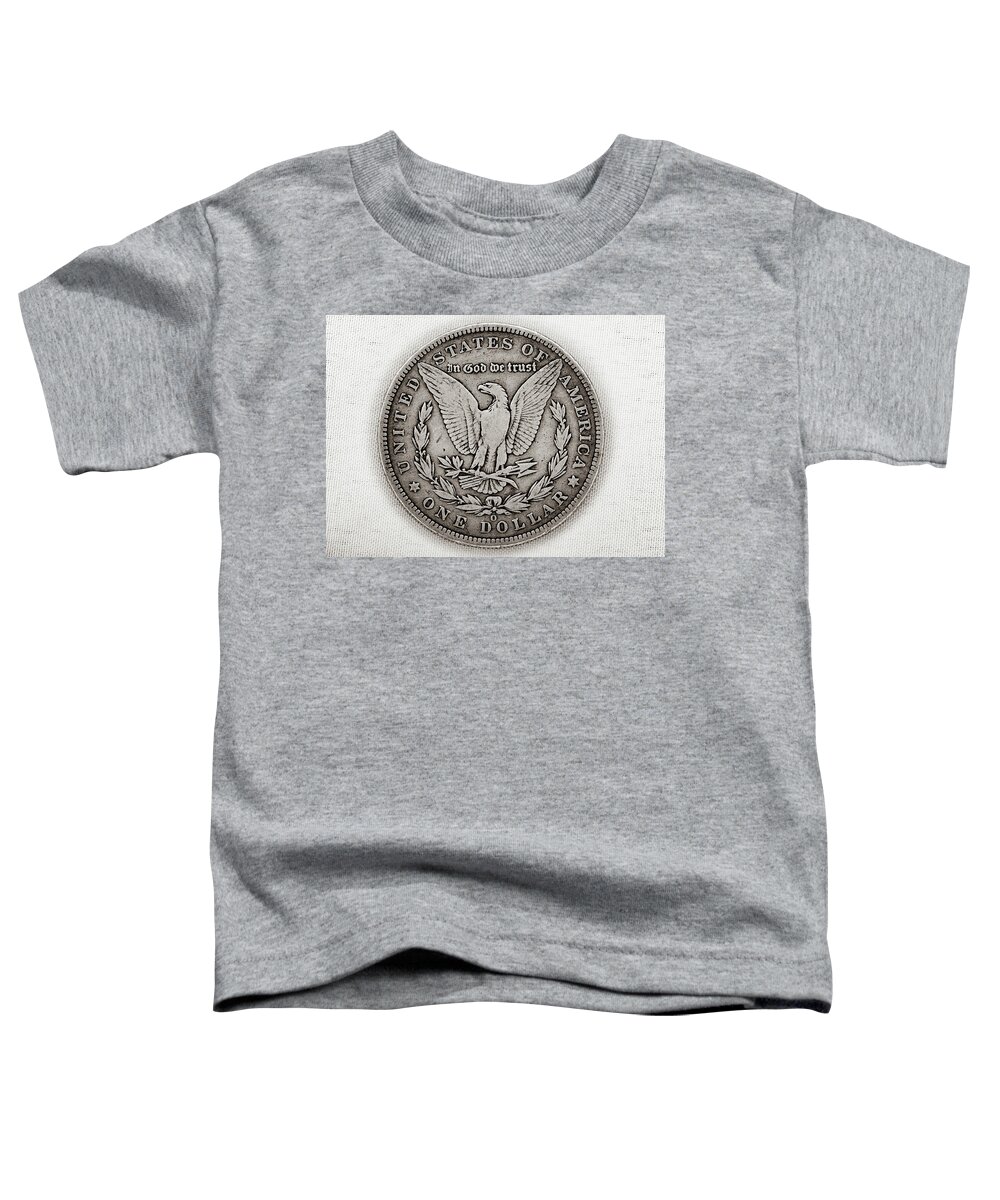 Antique Toddler T-Shirt featuring the photograph Coin Collecting - 1887 Morgan Dollar Eagle Side by Amelia Pearn