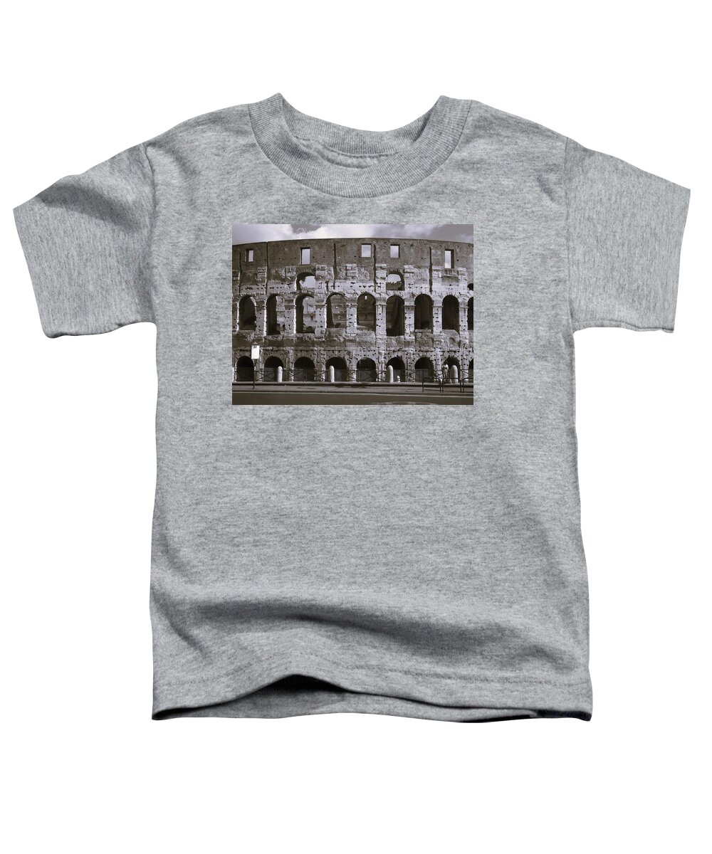 Rome Toddler T-Shirt featuring the photograph Coliseum BW by Lisa Mutch