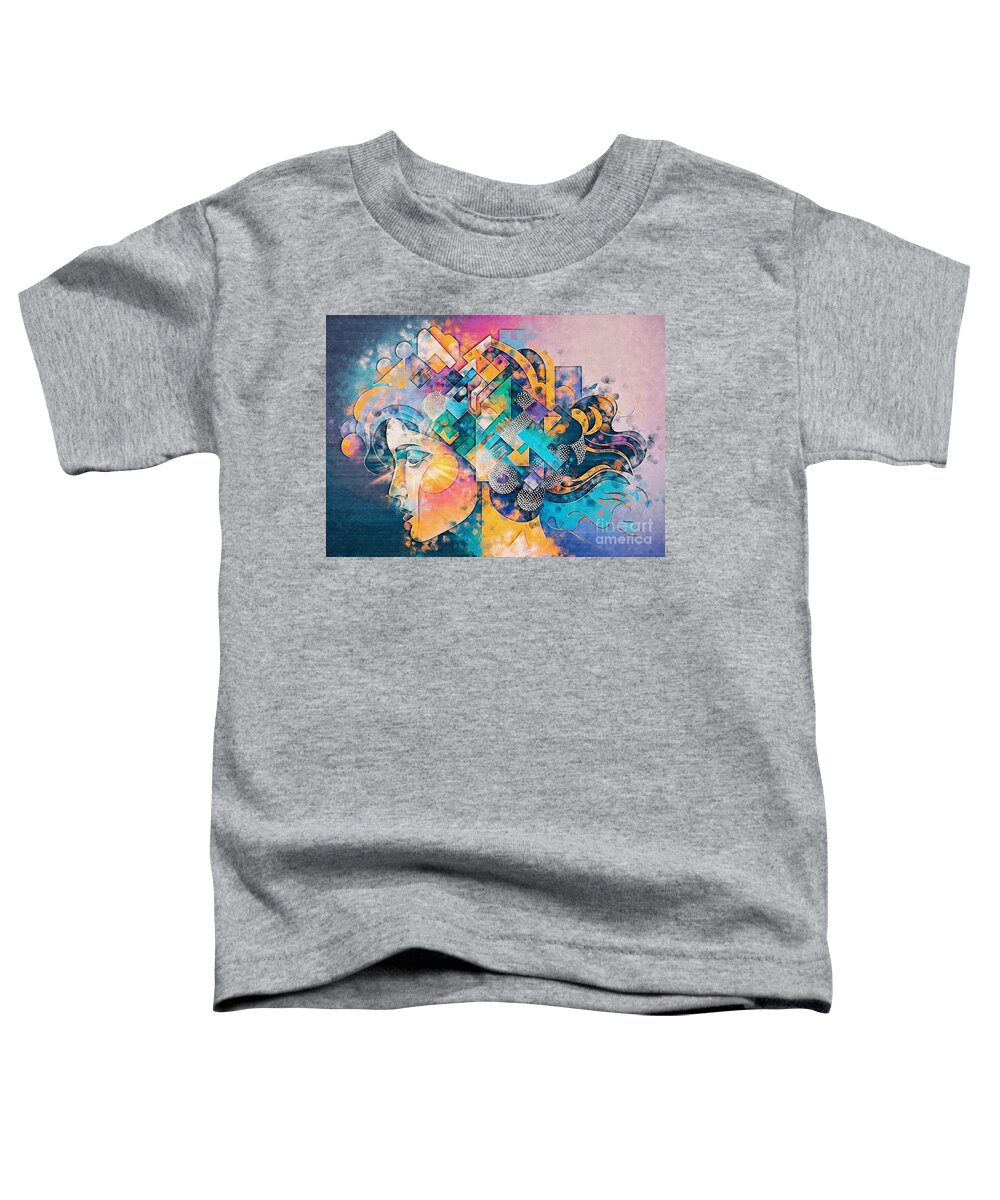 Portrait Toddler T-Shirt featuring the digital art Colourful Abstract Portrait - 01632-SA1A by Philip Preston