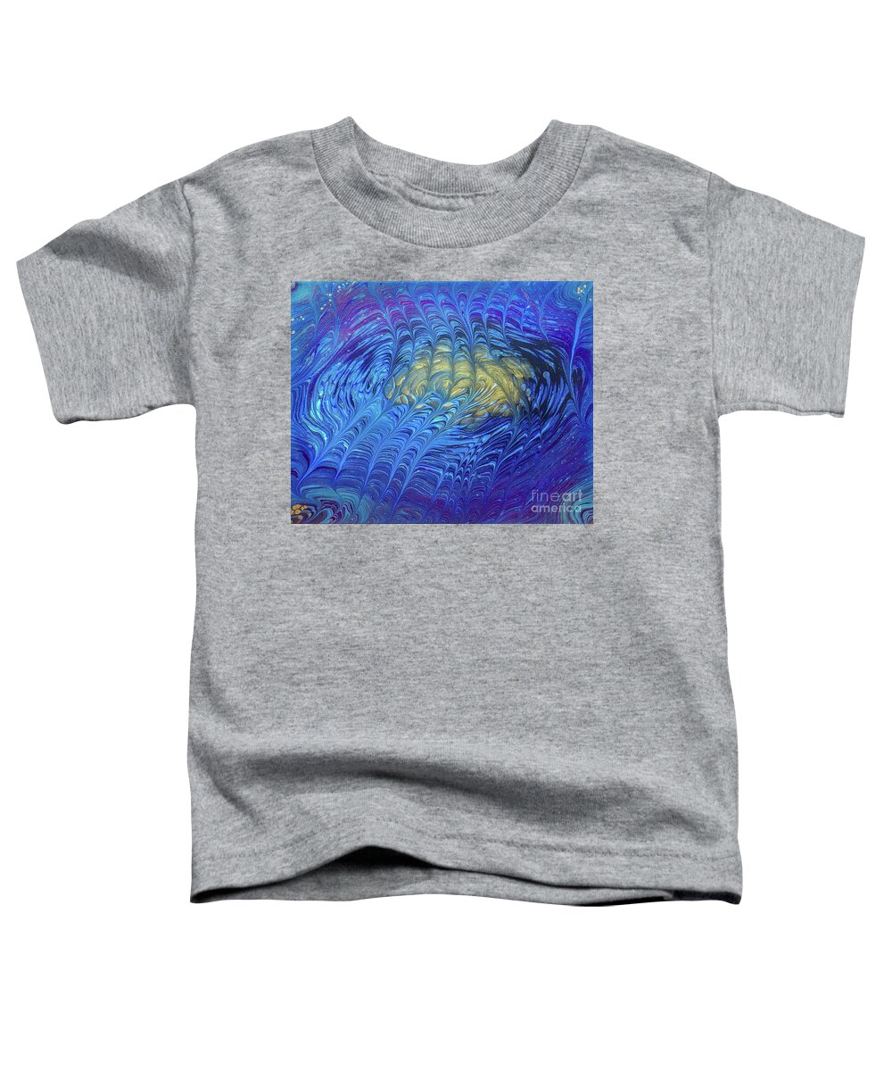 Poured Acrylic Toddler T-Shirt featuring the painting Combing the Golden Fleece by Lucy Arnold