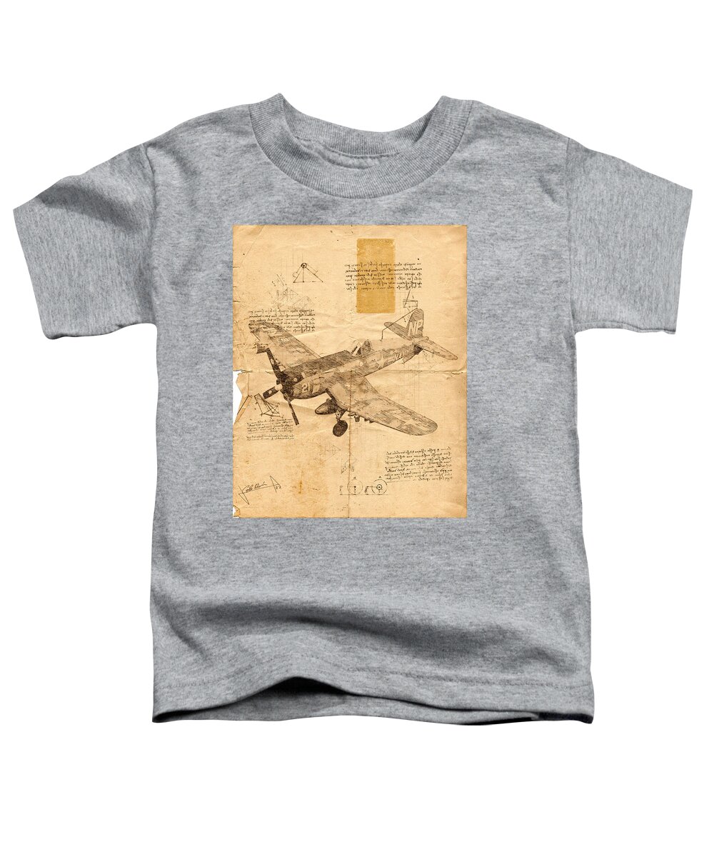 Corsair Toddler T-Shirt featuring the drawing Corsair by Charlie Roman