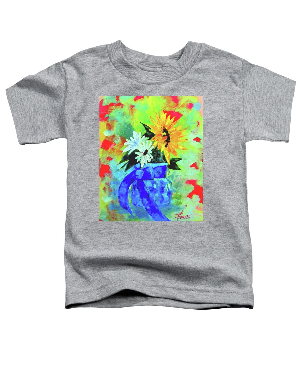 Flowers Toddler T-Shirt featuring the painting Counting Flowers On the Wall by Adele Bower
