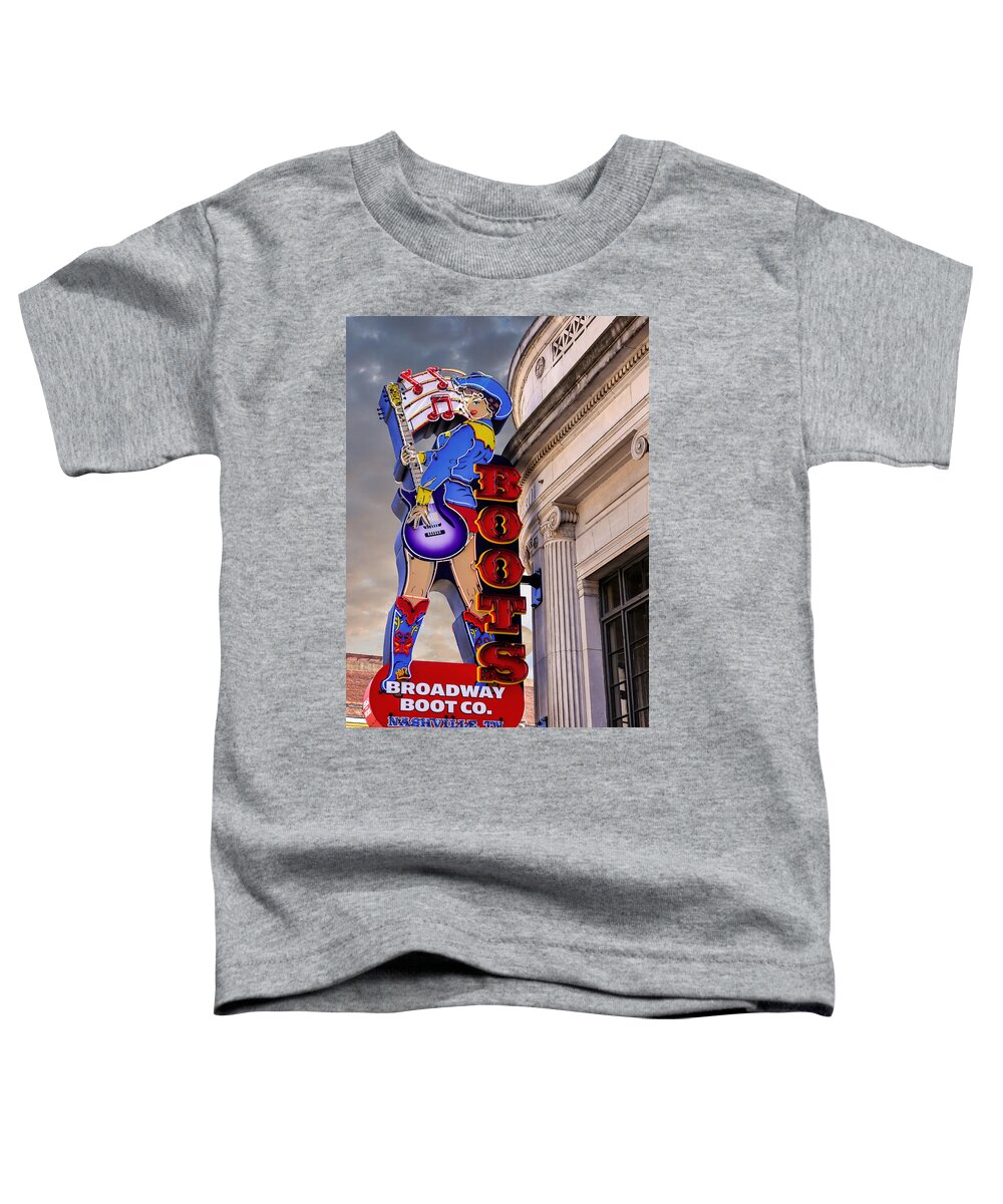 Neon Toddler T-Shirt featuring the photograph Cowgirl neon sign Nashville TN by Chris Smith