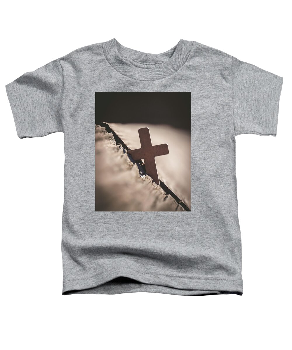 Cross Toddler T-Shirt featuring the photograph Cross In the Rail by Rick Nelson