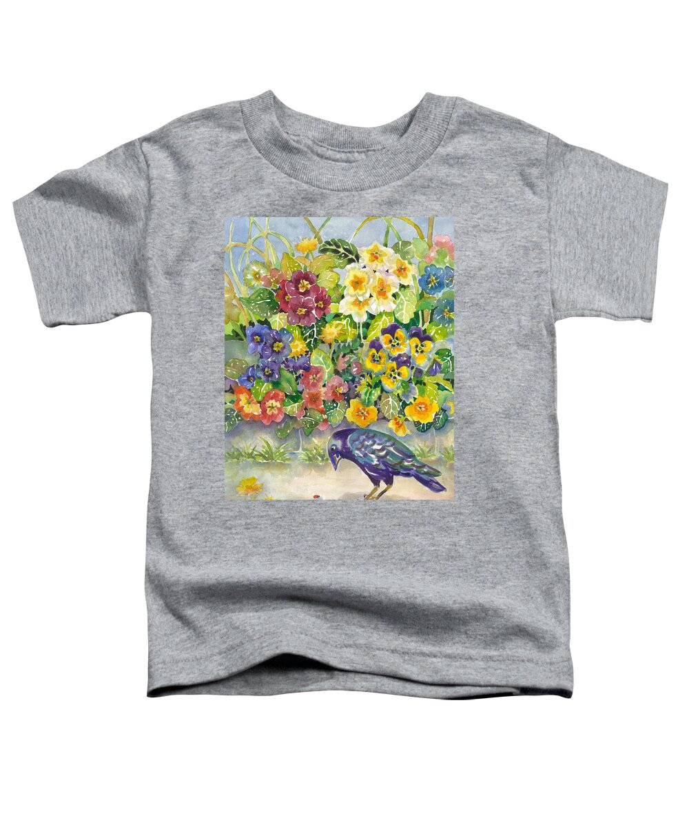 Crow Toddler T-Shirt featuring the painting Curious Crow by Ann Nicholson