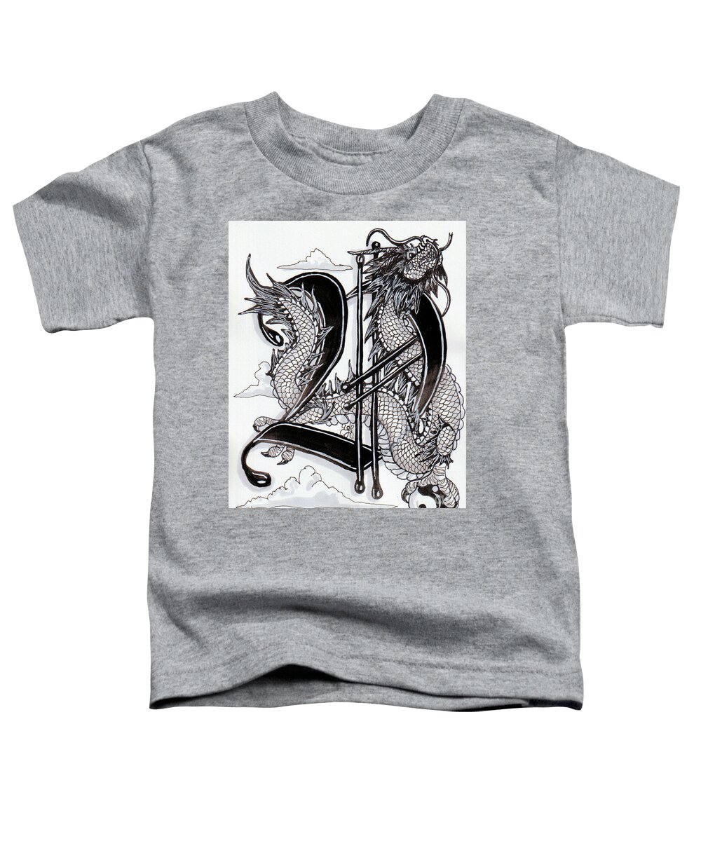 Dragon Toddler T-Shirt featuring the drawing D is for Dragon by Scarlett Royale