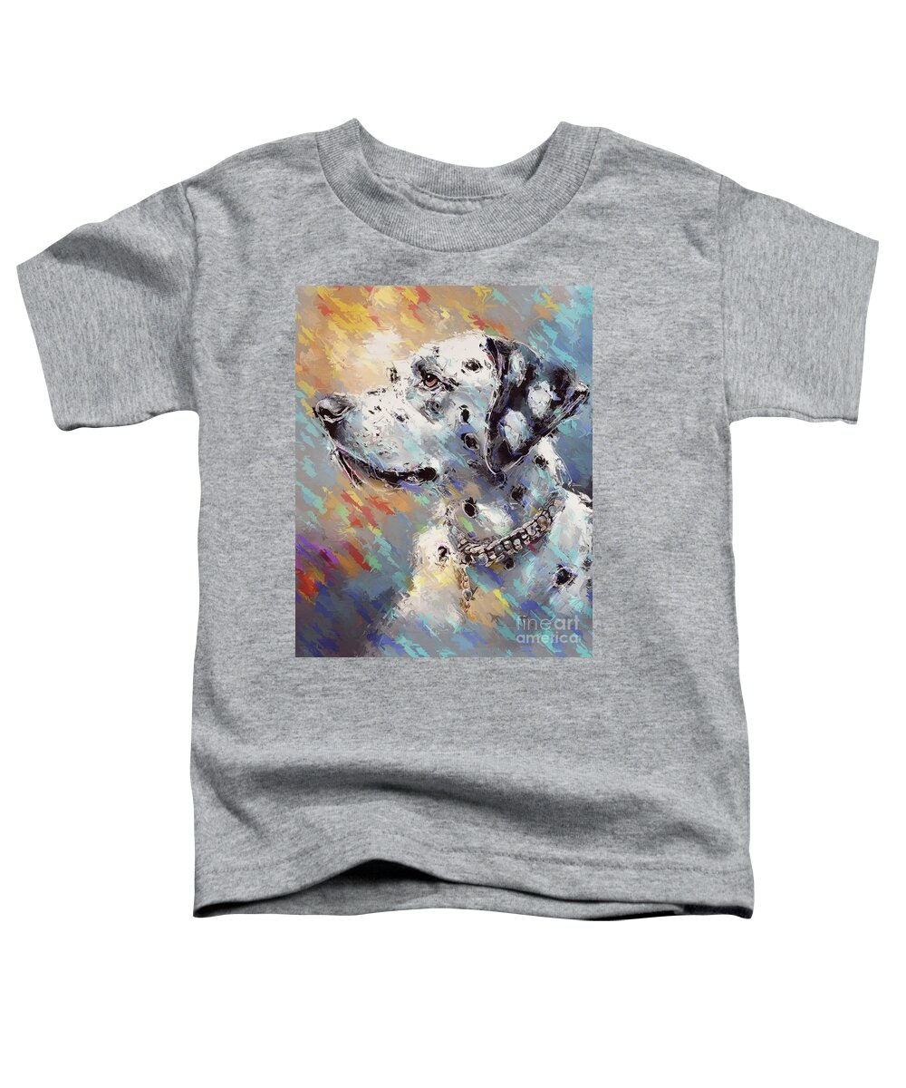 Abstract Toddler T-Shirt featuring the digital art Dalmatian Dog Portrait - 01953 by Philip Preston