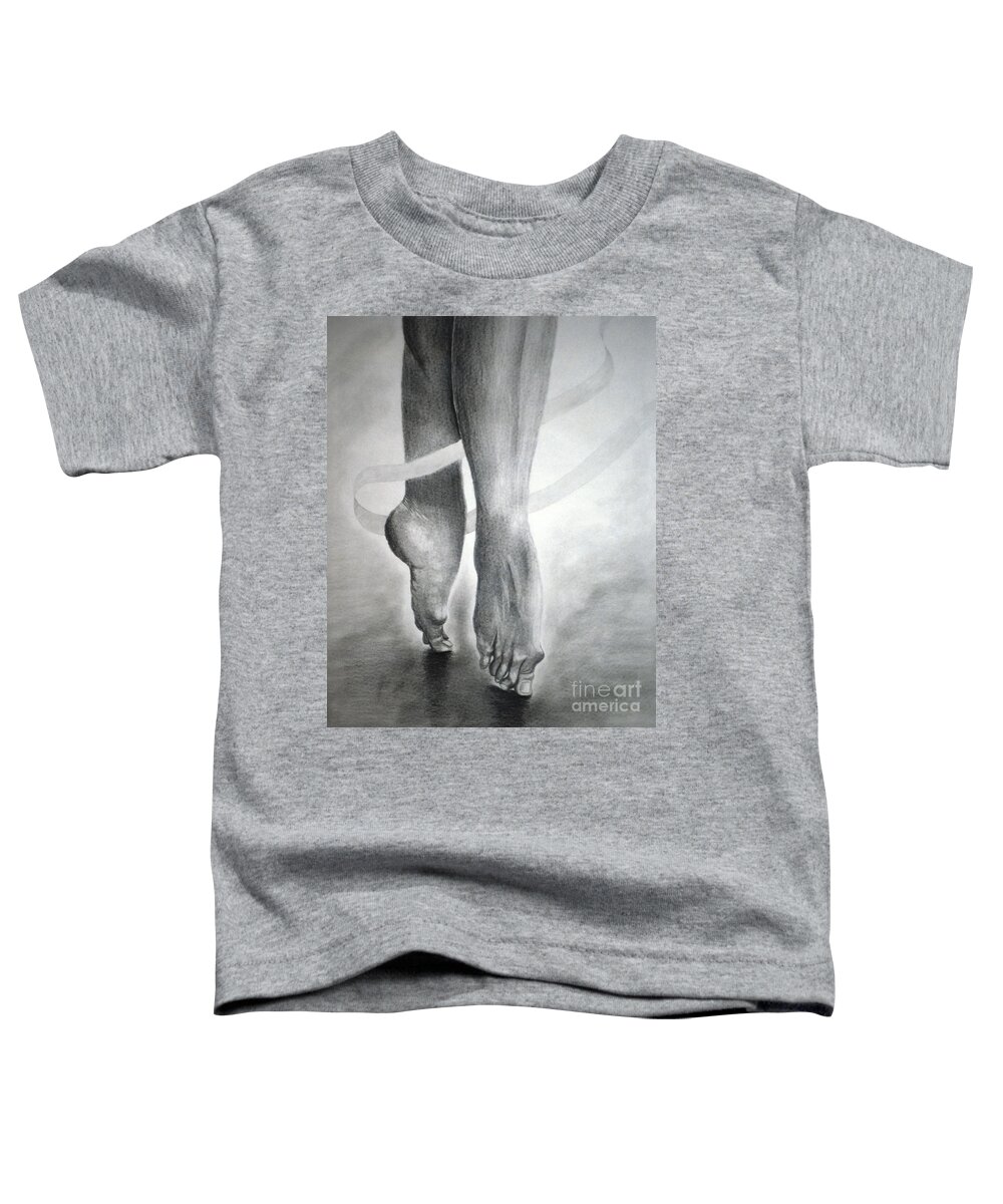 Dancer Toddler T-Shirt featuring the drawing Dancer's Feet by Pamela Henry