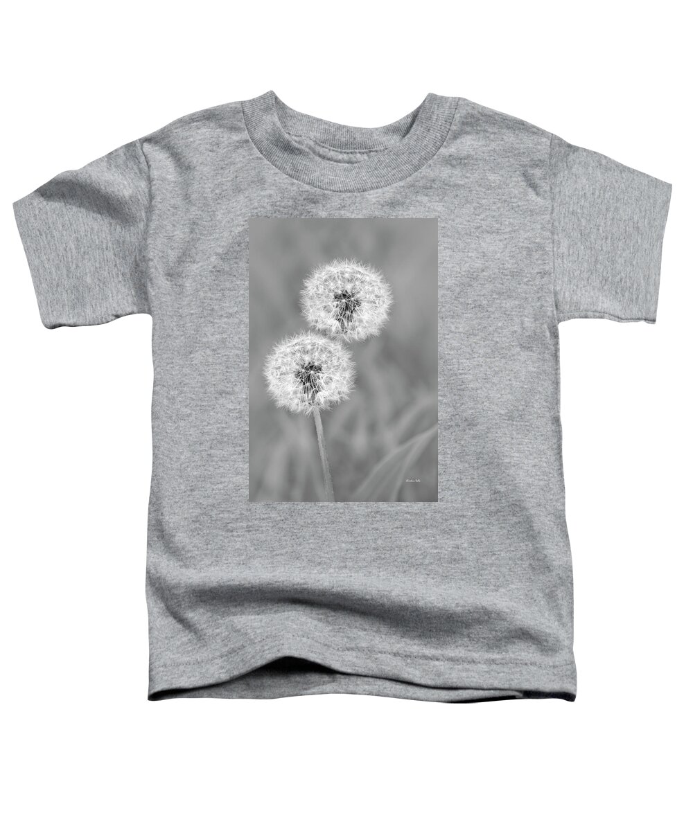 Dandelions Toddler T-Shirt featuring the photograph Dandelion Puffs Black And White by Christina Rollo