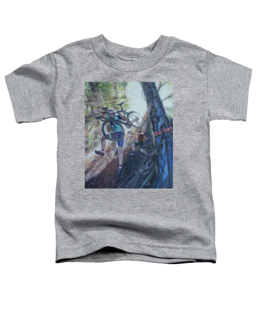 Windsurfer Toddler T-Shirt featuring the painting Daredevil Bikers by Kerima Swain