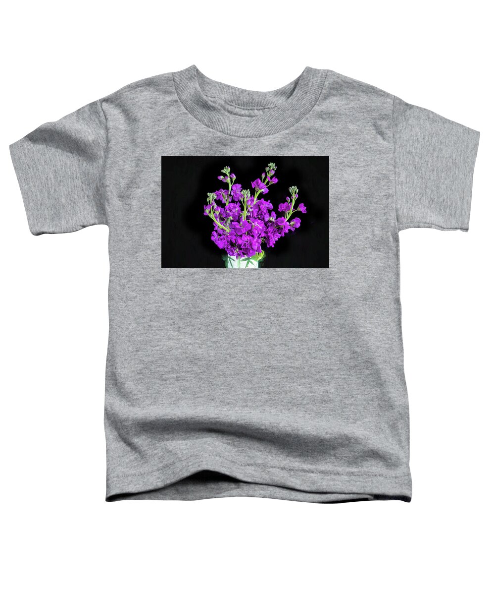 Dark Purple Stock Flowers Toddler T-Shirt featuring the photograph Dark Purple Stock Flowers Matthiola incana X104 by Rich Franco