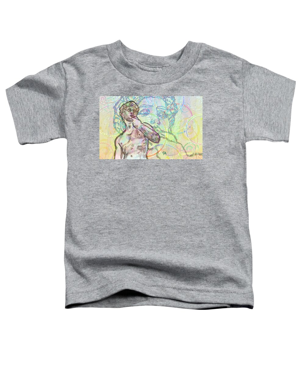 Statue Toddler T-Shirt featuring the painting David Statue in Technicolor by Jeremy Aiyadurai