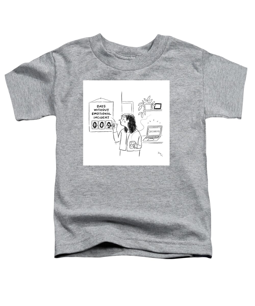 Captionless Toddler T-Shirt featuring the drawing Days Without Emotional Incident by Zoe Si