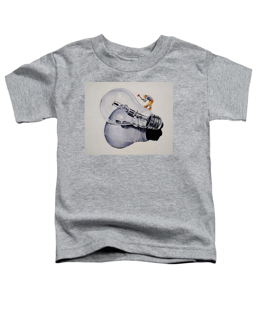 Lightbulb Toddler T-Shirt featuring the painting Death Of An Idea by Jean Cormier