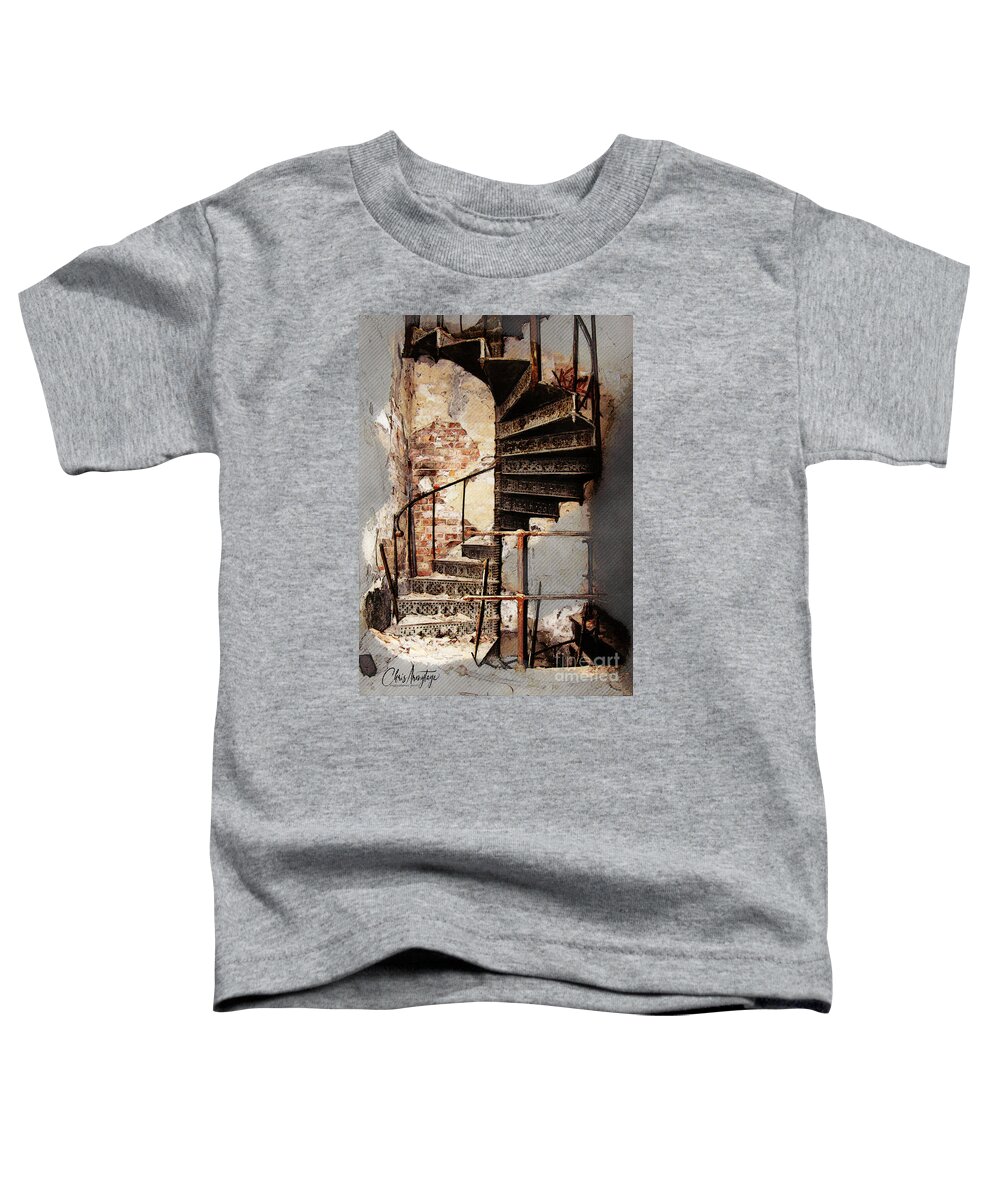 Mc Escher Toddler T-Shirt featuring the digital art Derelict Staircase by Chris Armytage