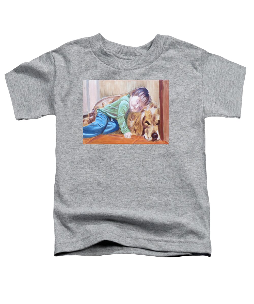 Pets Toddler T-Shirt featuring the painting Doggy Pillow by Kathie Camara