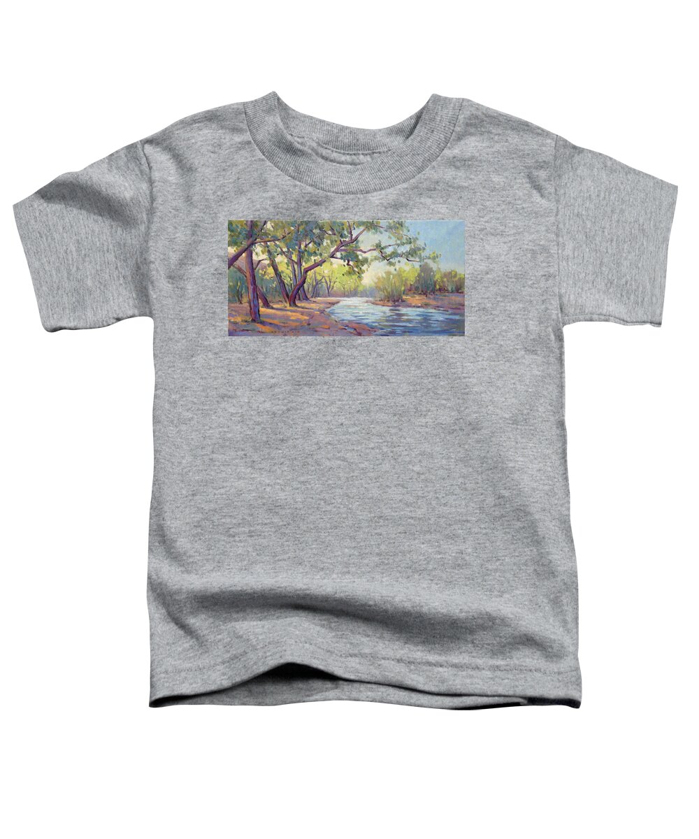 New Mexico Toddler T-Shirt featuring the painting Down by the River by Konnie Kim