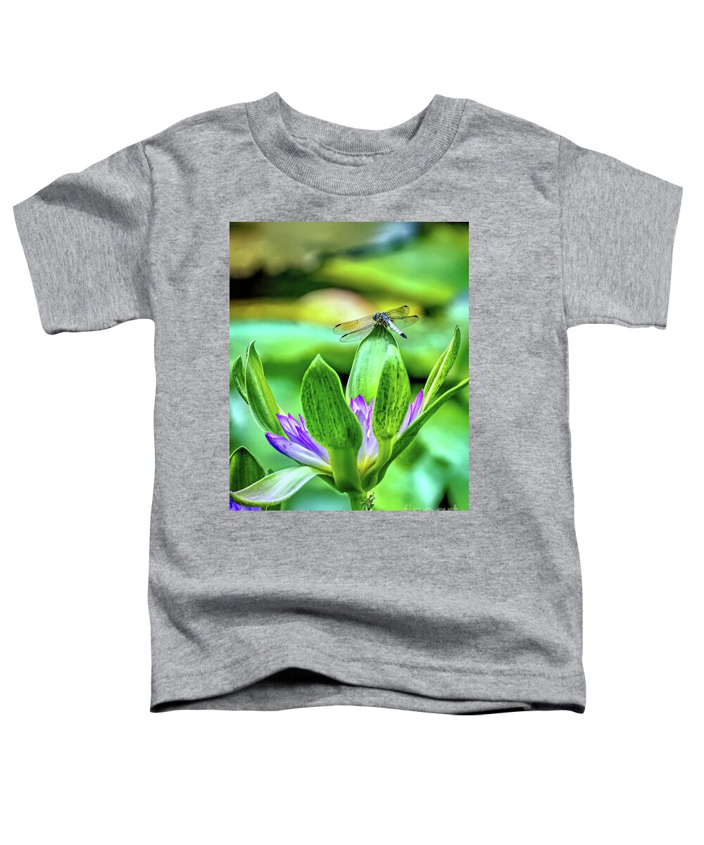 Macro Toddler T-Shirt featuring the photograph Dragon Fly and Grass Hopper by Tom Watkins PVminer pixs