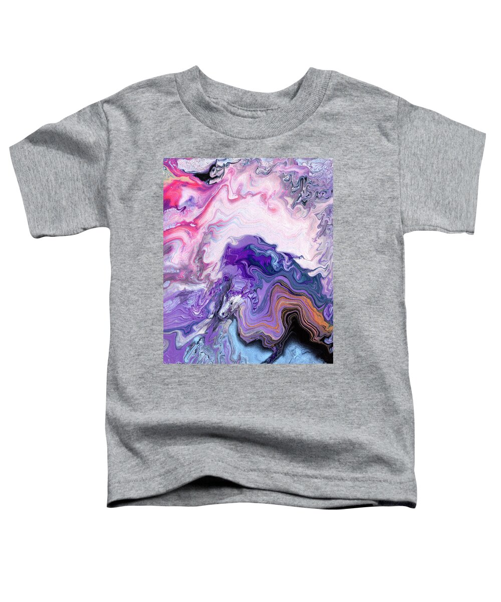 Dragon Toddler T-Shirt featuring the painting Dragon in an Amethyst Cave by Laura Iverson