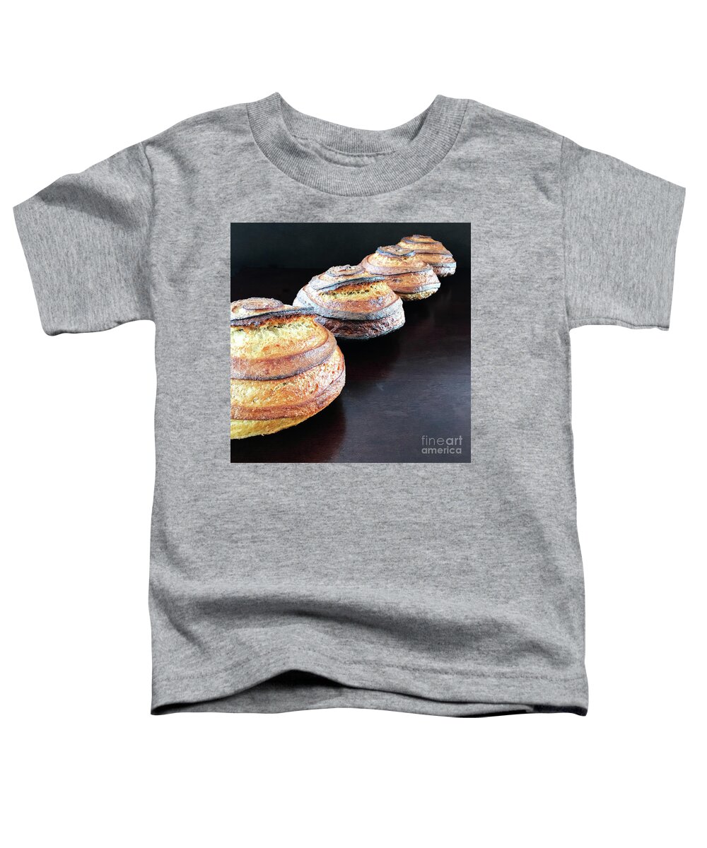 Bread Toddler T-Shirt featuring the photograph Dramatic Spiral Sourdough Quartet 1 by Amy E Fraser