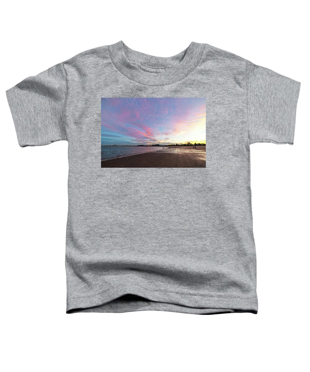 Boston Toddler T-Shirt featuring the photograph Dramatic Sunset over Constitution Beach in East Boston by Toby McGuire